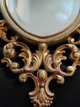 miroir rocaille en métal doré