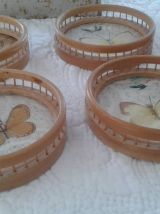 Plateau bambou et sous verres  année 60/70