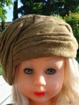 Chapeau bombe beige feutre +laine année 1953