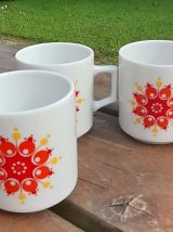Ensemble de 6 tasses à café fleuries - 1970's flower power