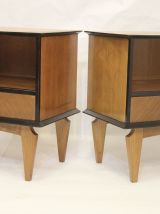 PAIRE DE TABLES DE CHEVET VINTAGE EN PLAQUAGE CHÊNE, 1960