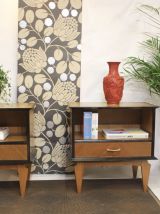 PAIRE DE TABLES DE CHEVET VINTAGE EN PLAQUAGE CHÊNE, 1960