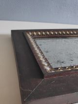 miroir long en bois marron et décor à feuilles dorées