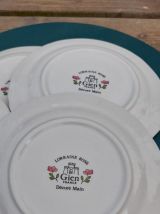 4 assiettes dessert floral, modèle Lorraine, porcelaine Gien