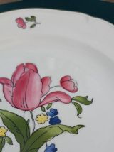 4 assiettes dessert floral, modèle Lorraine, porcelaine Gien