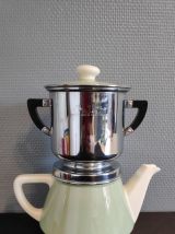 théière Salam en céramique et métal chromé des années 50-60