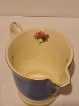 Pot à lait faïence de Digoin Sarreguemine bleu décor floral