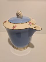 Théière en faïence de Digoin Sarreguemines bleu décor floral