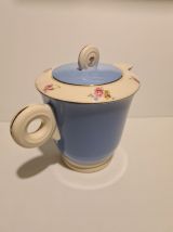 Théière en faïence de Digoin Sarreguemines bleu décor floral