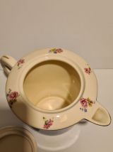 Théière en faïence de Digoin Sarreguemines bleu décor floral