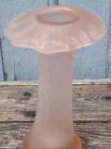 vase forme champignon en verre soufflé rose
