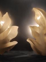 appliques feuille murales en métal doré