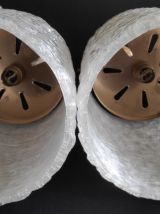 lustres en perspex blanc et laiton doré