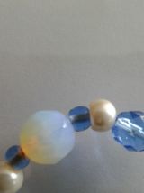 Bracelet perles de verre, toupies cristal 