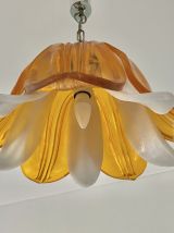 Suspension plexi vintage fleur orange et blanche 