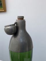 Bouteille étain et verre ancien 