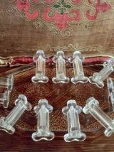 lot de 12 porte-couteaux anciens en verre  moulé 1950