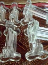 lot de 12 porte-couteaux anciens en verre  moulé 1950