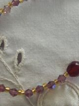 Collier perles de verre à facettes rouge