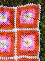 Couverture en laine en crochet - Années 70