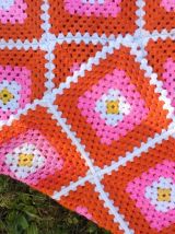 Couverture en laine en crochet - Années 70