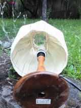 Jolie lampe vintage (rotin et tissu) - Années 60