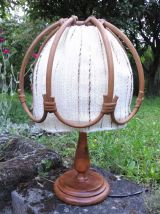 Jolie lampe vintage (rotin et tissu) - Années 60