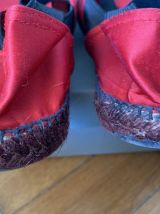 Chaussures toile satinée rouge esprit espadrilles – vintage 
