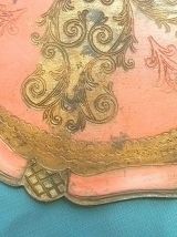 plateau  florentin  en bois peint , vintage