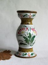 Vase en grès bois Keraluc Quimper. Beau décor fleuri. 