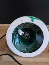 lampe en céramique verte et globe opaline