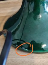 lampe en céramique verte et globe opaline