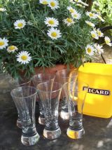  6  grands verres à pastis vintage et la carafe RICARD