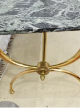 Table basse en marbre vert et laiton massif années 40 / 50
