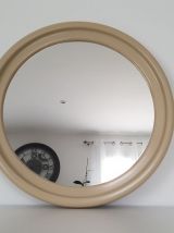 Miroir rond mural couleur crème 