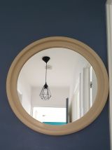Miroir rond mural couleur crème 