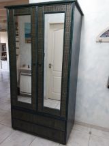 MAGNIFIQUE ARMOIRE BAMBOU ET FRENE BLEU MARINE