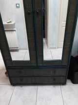 MAGNIFIQUE ARMOIRE BAMBOU ET FRENE BLEU MARINE