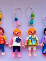 Boucles d'oreilles Playmobil/argenté/violet/rose/bleu