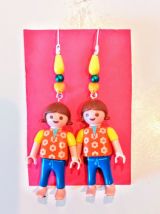 Boucles d'oreilles Playmobil/argenté/orange/jaune/bleu