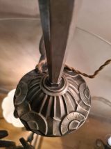 Lampe  laiton 1930 art deco globe bleu moulé clichy . 33x15.