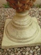 vase ,coupe en métal et osier, vintage