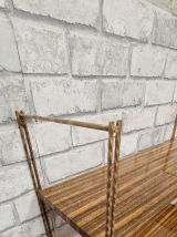 etagere string acier faux bois, montants torsadé or 1960