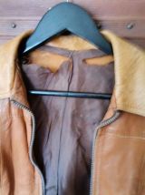 Veste cuir avec ceinture marron claire