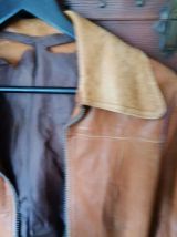 Veste cuir avec ceinture marron claire