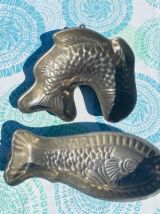 Lot de 2 moules poissons vintage anciens