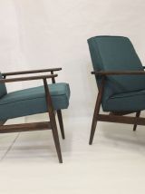 PAIRE DE FAUTEUILS HENRYK LIS 300-190 ANNEE 1970 TISSU VERT 