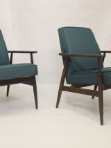 PAIRE DE FAUTEUILS HENRYK LIS 300-190 ANNEE 1970 TISSU VERT 