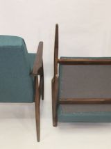 PAIRE DE FAUTEUILS HENRYK LIS 300-190 ANNEE 1970 TISSU VERT 
