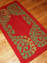 Tapis ancien Américain Hooked fait main, 1B182